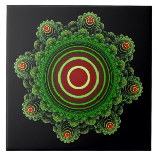 Fractal green fairy ornament ceramic tile