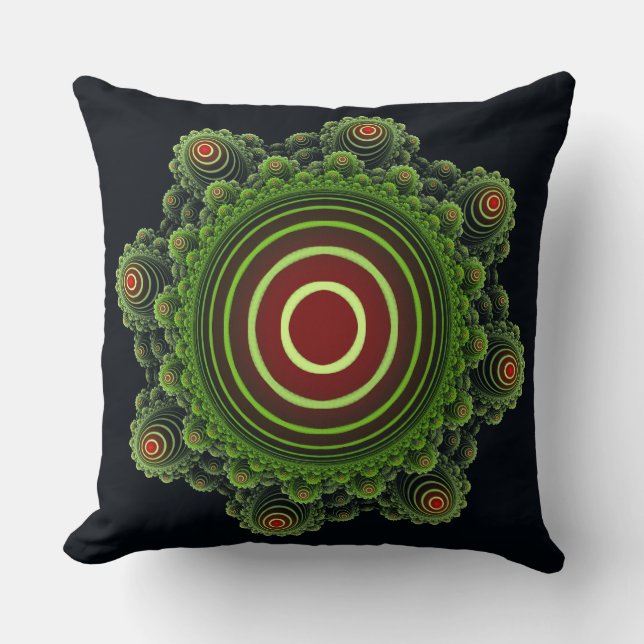 Fractal green fairy ornament cushion (Front)