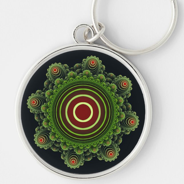 Fractal green fairy ornament key ring (Front)
