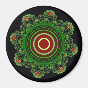 Fractal green fairy ornament magnet