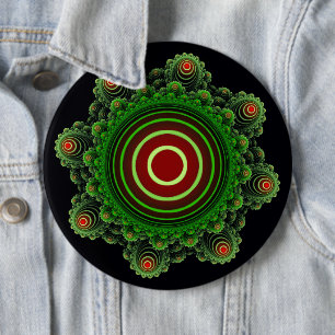 Fractal green ornament 6 cm round badge