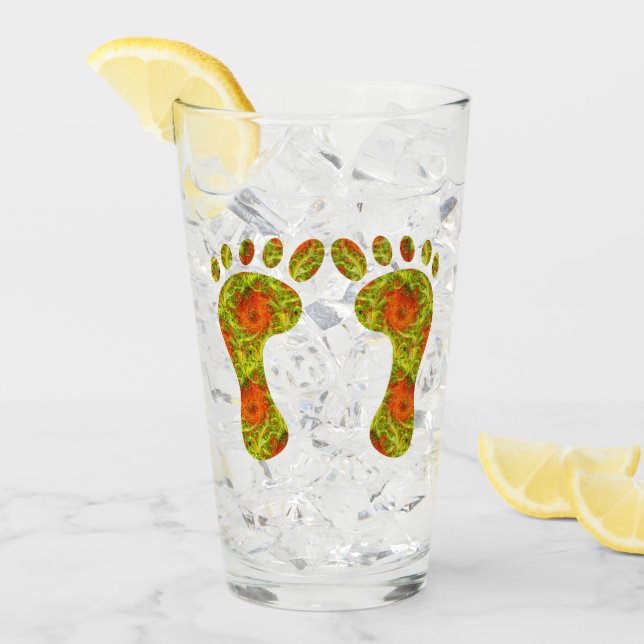 Fractal Green Palm Leaf Bare Footprint Glass (Front Ice)