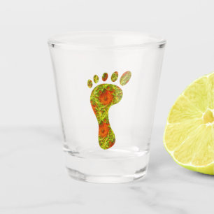 Fractal Green Palm Leaf Bare Footprint Shot Glass