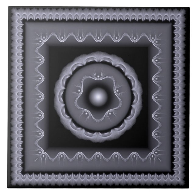 Fractal grey visionary decoration ceramic tile (Front)