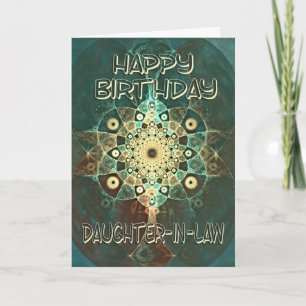 Fractal grunge birthday card for a daughter-in-law