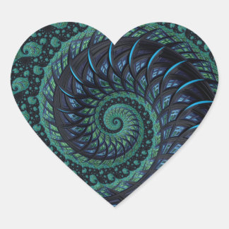 Fractal Heart in Blues & Greens Heart Sticker