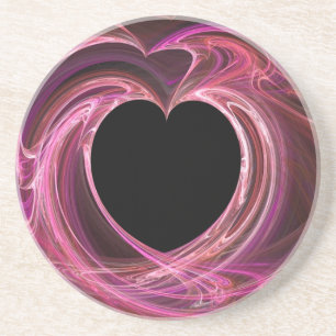Fractal Heart Series-1-- pnk Swirl Coaster