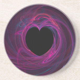 Fractal Heart Series-3--pnk Swirl Coaster