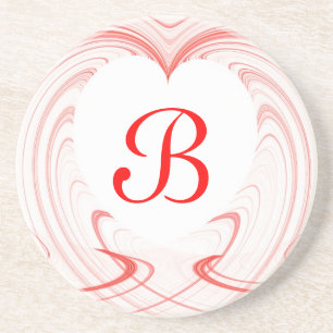 Fractal Heart Series---White & Red coaster