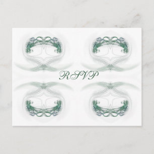 Fractal Hearts Green RSVP Invitation Postcard