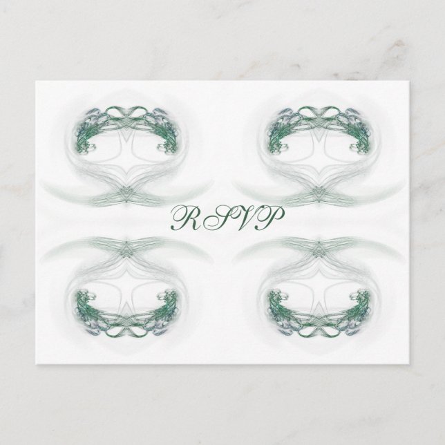 Fractal Hearts Green RSVP Invitation Postcard (Front)