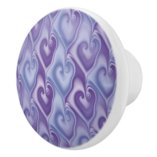 Fractal Hearts seamless pattern + your ideas Ceramic Knob (Right)