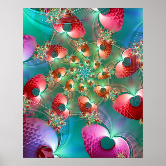 Fractal Hearts Spiral Poster (Front)