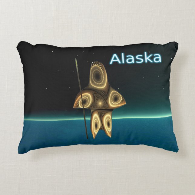 Fractal Inuit Hunter - Alaska Decorative Cushion (Front)
