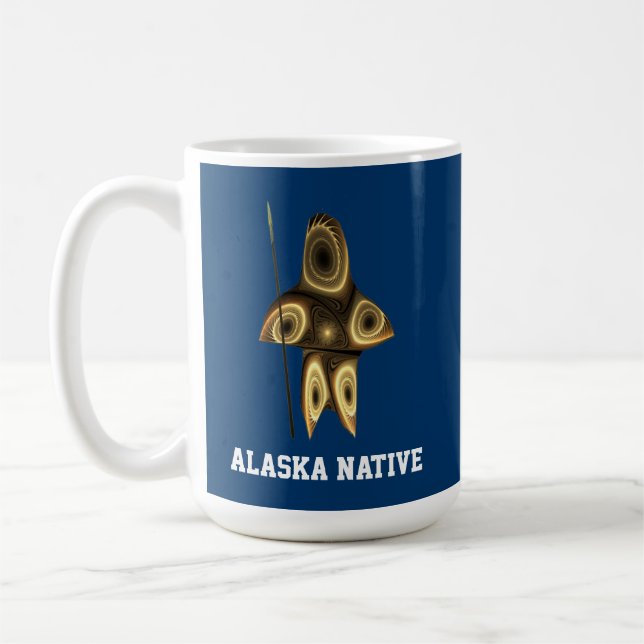 Fractal Inuit Hunter - Alaska Native Coffee Mug (Left)