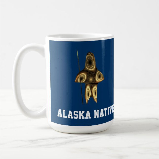 Fractal Inuit Hunter - Alaska Native Coffee Mug (Left)