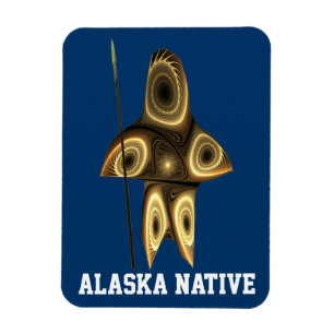 Fractal Inuit Hunter - Alaska Native Magnet