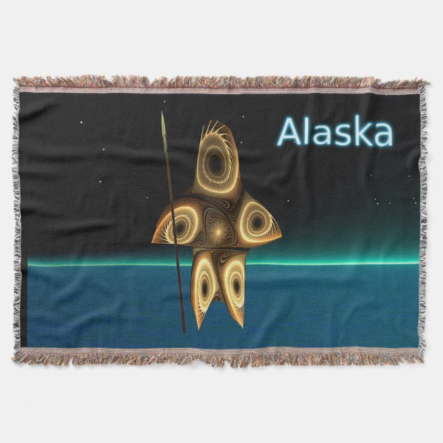 Fractal Inuit Hunter - Alaska Throw Blanket (Front)