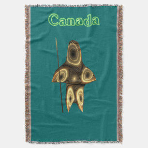 Fractal Inuit Hunter - Canada Throw Blanket