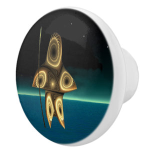 Fractal Inuit Hunter Ceramic Knob