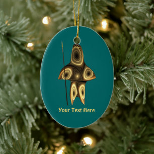 Fractal Inuit Hunter Ceramic Tree Decoration