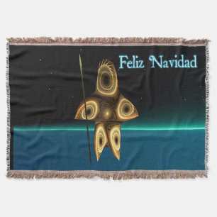 Fractal Inuit Hunter - Feliz Navidad Throw Blanket