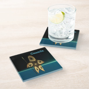 Fractal Inuit Hunter Glass Coaster