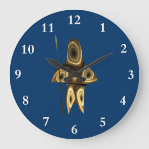 Fractal Inuit Hunter Large Clock