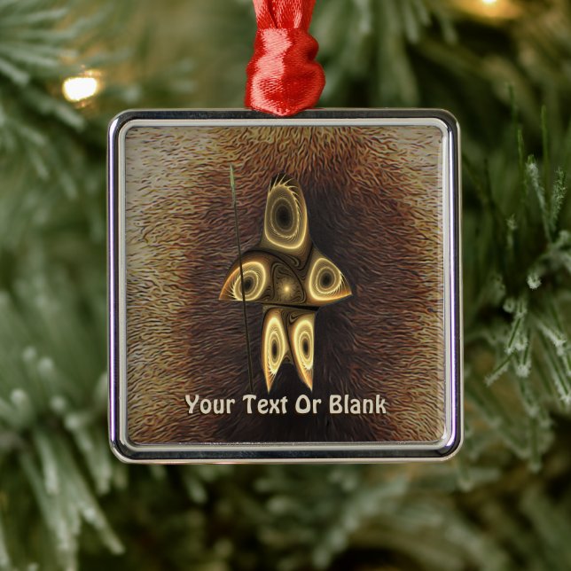 Fractal Inuit Hunter Metal Tree Decoration (Tree)