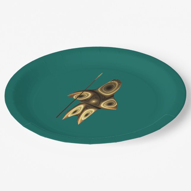 Fractal Inuit Hunter Paper Plate (Angled)
