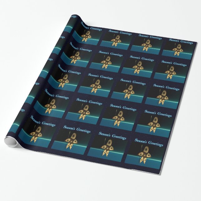 Fractal Inuit Hunter - Season's Greetings Wrapping Paper (Unrolled)