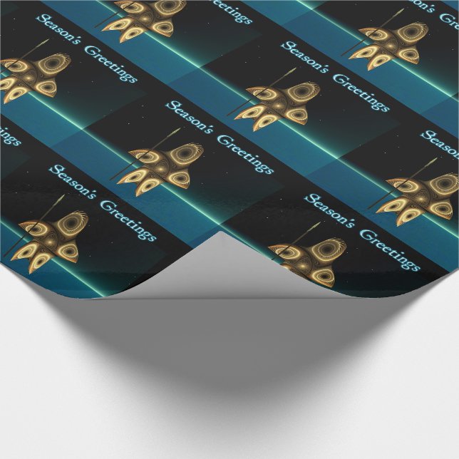Fractal Inuit Hunter - Season's Greetings Wrapping Paper (Corner)