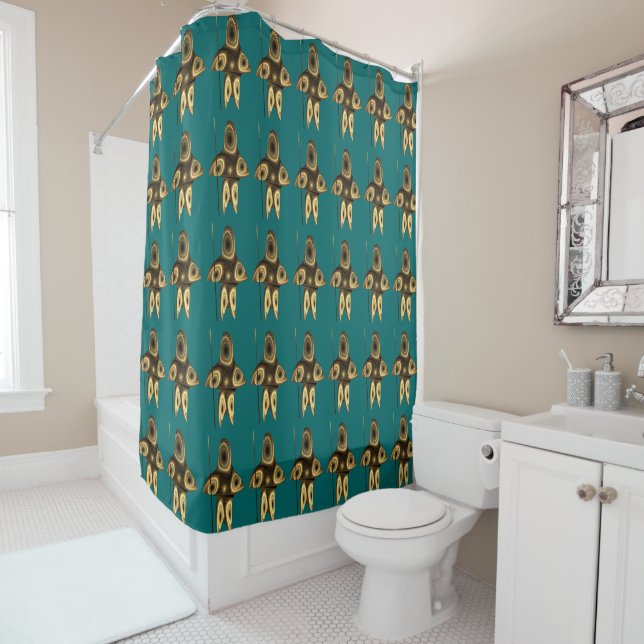 Fractal Inuit Hunter Shower Curtain (In Situ)