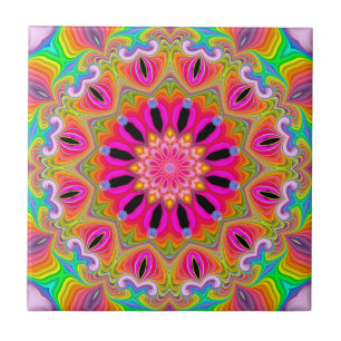 Fractal Kaleidoscope Celebrations Ceramic Tile