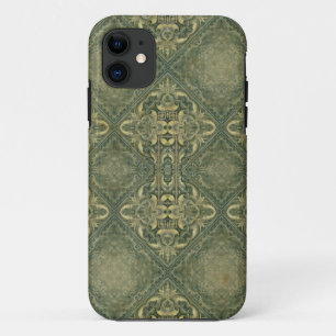 Fractal Kaleidoscope Composing - antique green iPhone 11 Case