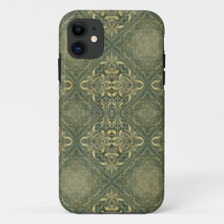 Fractal Kaleidoscope Composing - antique green iPhone 11 Case