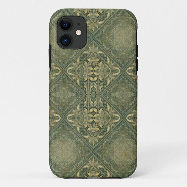 Fractal Kaleidoscope Composing - antique green Case-Mate iPhone Case (Back)