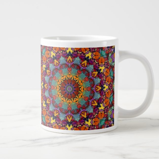 Fractal Kaleidoscope Mandala Pattern-64351 Large Coffee Mug (Right)