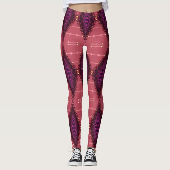 Fractal Lace Purple+Earth Pink Leggings ★Psydefx★ (Front)