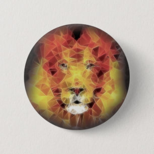 Fractal lion 6 cm round badge