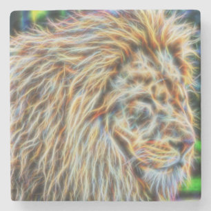 Fractal Lion Stone Coaster