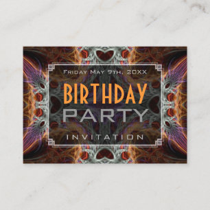 Fractal Love Hearts Birthday Mini Invitations