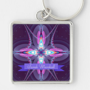 Fractal love Star Custom Name Keychain