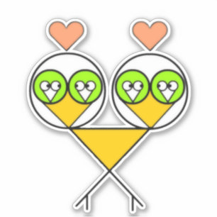 Fractal Lovebirds Custom-Cut Vinyl Sticker