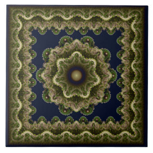 Fractal mandala fairy framed ornament ceramic tile