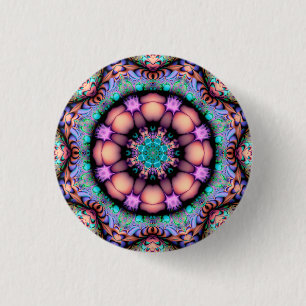 Fractal Mandala Floral Psychedelic Art 3 Cm Round Badge