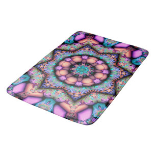 Fractal Mandala Floral Psychedelic Bath Mat