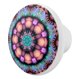 Fractal Mandala Floral Psychedelic Ceramic Knob