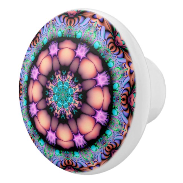 Fractal Mandala Floral Psychedelic Ceramic Knob (Right)