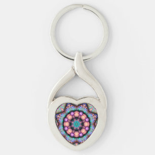 Fractal Mandala Floral Psychedelic Keychain